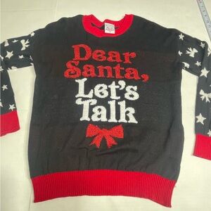 Holiday Sweater.Black and Red Crewneck. Dear Santa. Size Medium. Preowned.